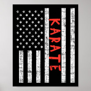 Us Flagge Karate Vintage Patriotische Kampfsportar Poster