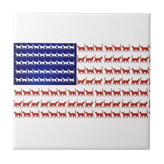 US-Flagge Katzen patriotische Dekoration Fliese (Vorderseite)