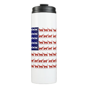 US-Flagge Katzen patriotische Dekoration Thermosbecher
