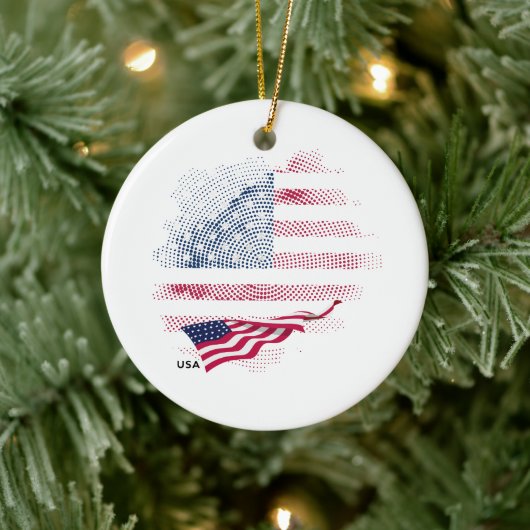 US-Flagge Keramik Ornament (Baum)