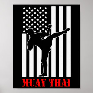 Us-Flagge Kickboxen Kampfsport Kämpfer Muay Thai  Poster