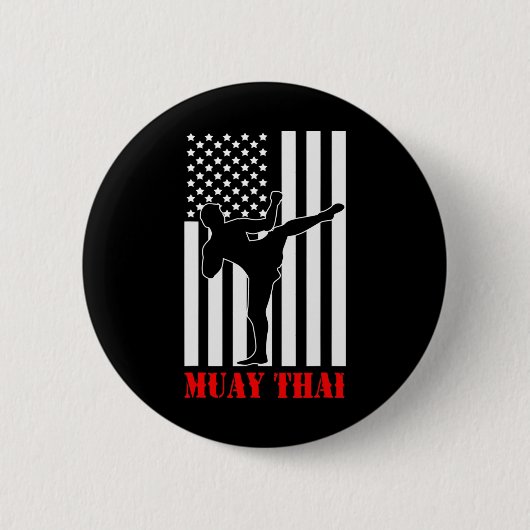 Us Flagge Kickboxen Martial Arts Kämpfer Muay Thai Button (Vorderseite)