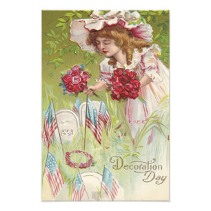 US-Flagge Kind Rose Grabstein Friedhof Fotodruck