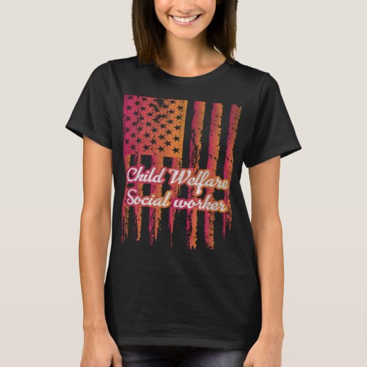 US-Flagge Kinderfürsorgearbeiter T-Shirt (Vorderseite)
