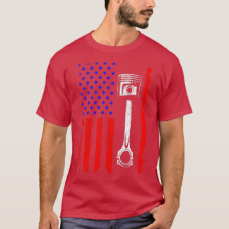 US-Flagge Kolben-Muscle-Car Patriotisch Vintage T-Shirt