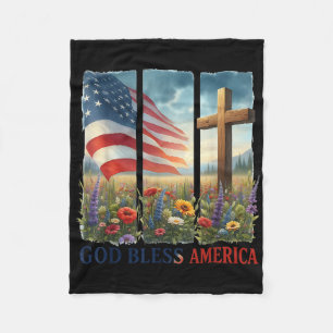 US-Flagge kreuzen Christliche Frauen Gott segne Fleecedecke