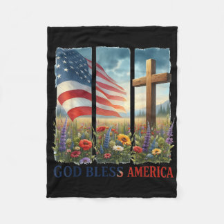 US-Flagge kreuzen Christliche Frauen Gott segne Fleecedecke
