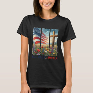 US-Flagge kreuzen Christliche Frauen Gott segne T-Shirt