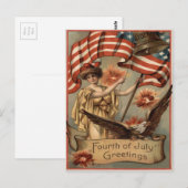 US-Flagge Lady Liberty Feuerwerk Knallkörper Postkarte (Vorne/Hinten)