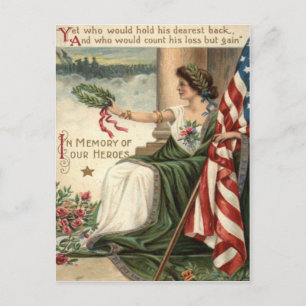 US-Flagge Lady Liberty Rose Soldaten Postkarte