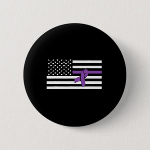 US-Flagge Lila Bauchspeicheldrüsenkrebs-Bewusstsei Button