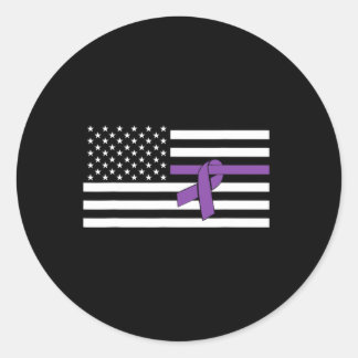 US-Flagge Lila Bauchspeicheldrüsenkrebs-Bewusstsei Runder Aufkleber