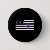 US-Flagge Lila Ribbon-Bauchspeicheldrüsenkrebs-Bew Button (Vorderseite)