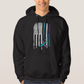US-Flagge Lila und Aquamarines Multibbon-Selbstmor Hoodie (Vorderseite)