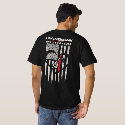 US-Flagge Longshoreman Decal T-Shirt (Schwarz voll)