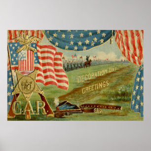 US-Flagge - Medaille der Zivilen Gewerkschaft des  Poster