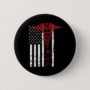 US-Flagge Medizinisches Symbol Black Patriotic Cad Button