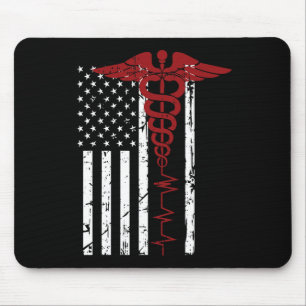 US-Flagge Medizinisches Symbol Black Patriotic Cad Mousepad