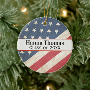 US-Flagge Militär Patriotisches Abschlussgeschenk Keramik Ornament