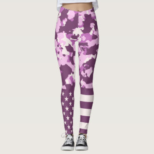 US-Flagge Militärische rosa Camouflage Leggings