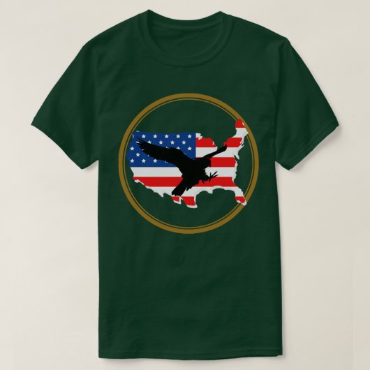 US-Flagge mit Adler-Silhouette T-Shirt (Design vorne)