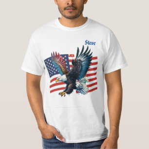 US-Flagge mit Amerikanischem Adler Herren  T-Shirt