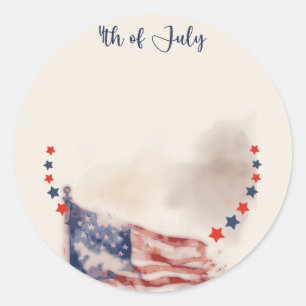 US-Flagge mit Aquarellen und Sternen Runder Aufkleber