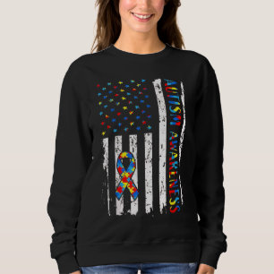 US-Flagge mit Autismus-Bewusstseins-Schleife in Di Sweatshirt