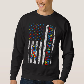 US-Flagge mit Autismus-Bewusstseins-Schleife in Di Sweatshirt