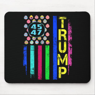 US-Flagge mit Eiern Funny Trump 45 47 Ostertag Mousepad