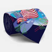 US-Flagge mit Feuerwerken Krawatte (Gerollt)