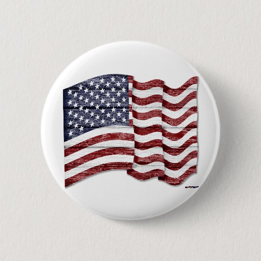 US-Flagge mit Holzkorn Button (Vorderseite)