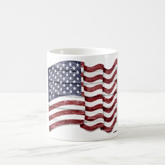 US-Flagge mit Holzkorn Kaffeetasse (Mittel)