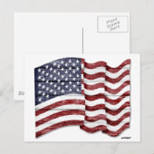 US-Flagge mit Holzkorn Postkarte (Vorne/Hinten)