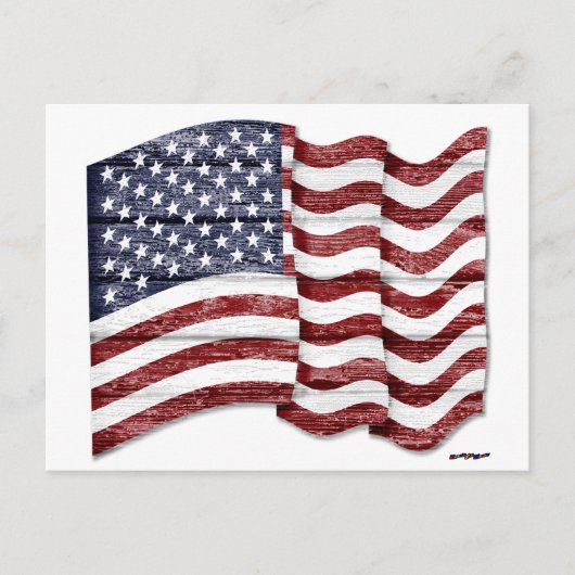 US-Flagge mit Holzkorn Postkarte (Vorderseite)