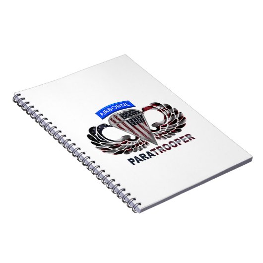 US-Flagge mit Im Flugzeug Flügeln und Fallschirmjä Notizblock (Rechte Seite)