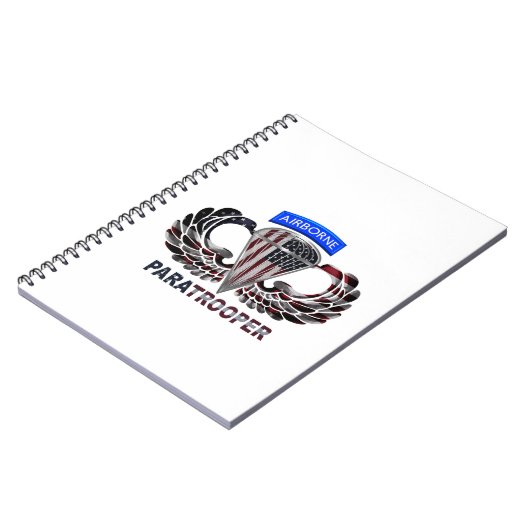 US-Flagge mit Im Flugzeug Flügeln und Fallschirmjä Notizblock (Linke Seite)