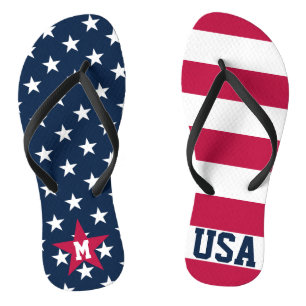 US Flagge Mit Monogramm US-Flagge Badesandalen