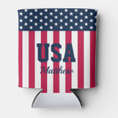 US-Flagge mit Namen der US Flagge Dosenkühler (Vorderseite)