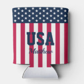 US-Flagge mit Namen der US Flagge Dosenkühler (Rückseite)