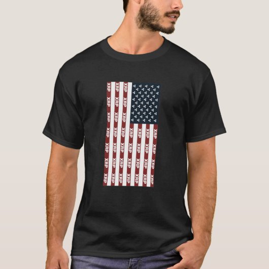 US-Flagge mit Ripple XRP Digital Blockchain Krypto T-Shirt (Vorderseite)