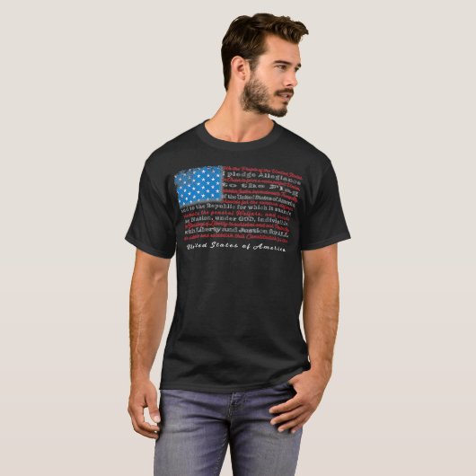 US-Flagge mit Verfassung Präambel und Versprechen T-Shirt (Vorne ganz)