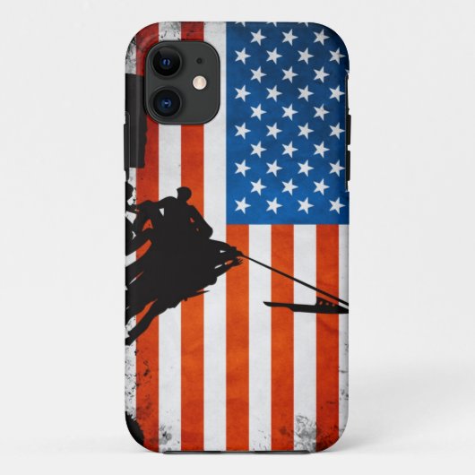 US-Flagge mit Veteranen-Silhouetten Case-Mate iPhone Hülle (Rückseite)