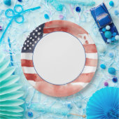 US-Flagge mit weißem Zentrum Pappteller (Party)