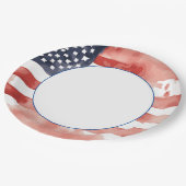 US-Flagge mit weißem Zentrum Pappteller (Schrägansicht)