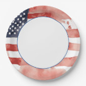 US-Flagge mit weißem Zentrum Pappteller (Vorderseite)