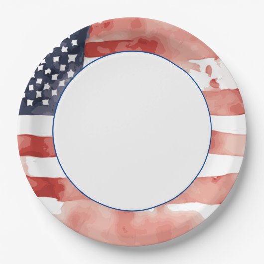 US-Flagge mit weißem Zentrum Pappteller (Vorderseite)