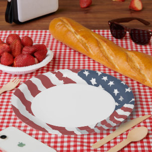 US-Flagge mit weißem Zentrum und distressed-Effekt Pappteller
