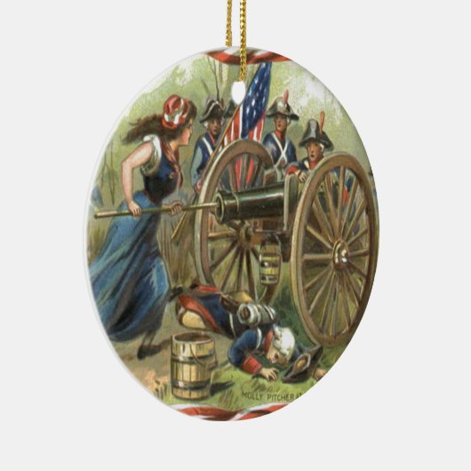 US-Flagge Molly Pitcher Cannon Keramik Ornament (Rechts)