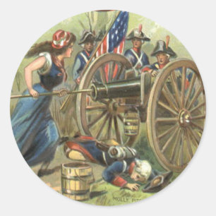 US-Flagge Molly Pitcher Cannon Runder Aufkleber